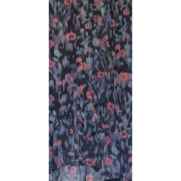 Abercrombie Kids Skirt S 13/14 Black Red Floral Ruffle Hem Sheer Overlay Lined - Picture 3 of 5